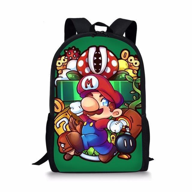 Double Super Mario Shoulder School Bag With Durable Material Pattern Playful