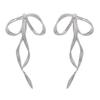 Fashionable Bow Shaped Ear Pendant Vintage Bowknot Earrings Simple Line Charm Dangle Eardrop Metal Jewelry for Women