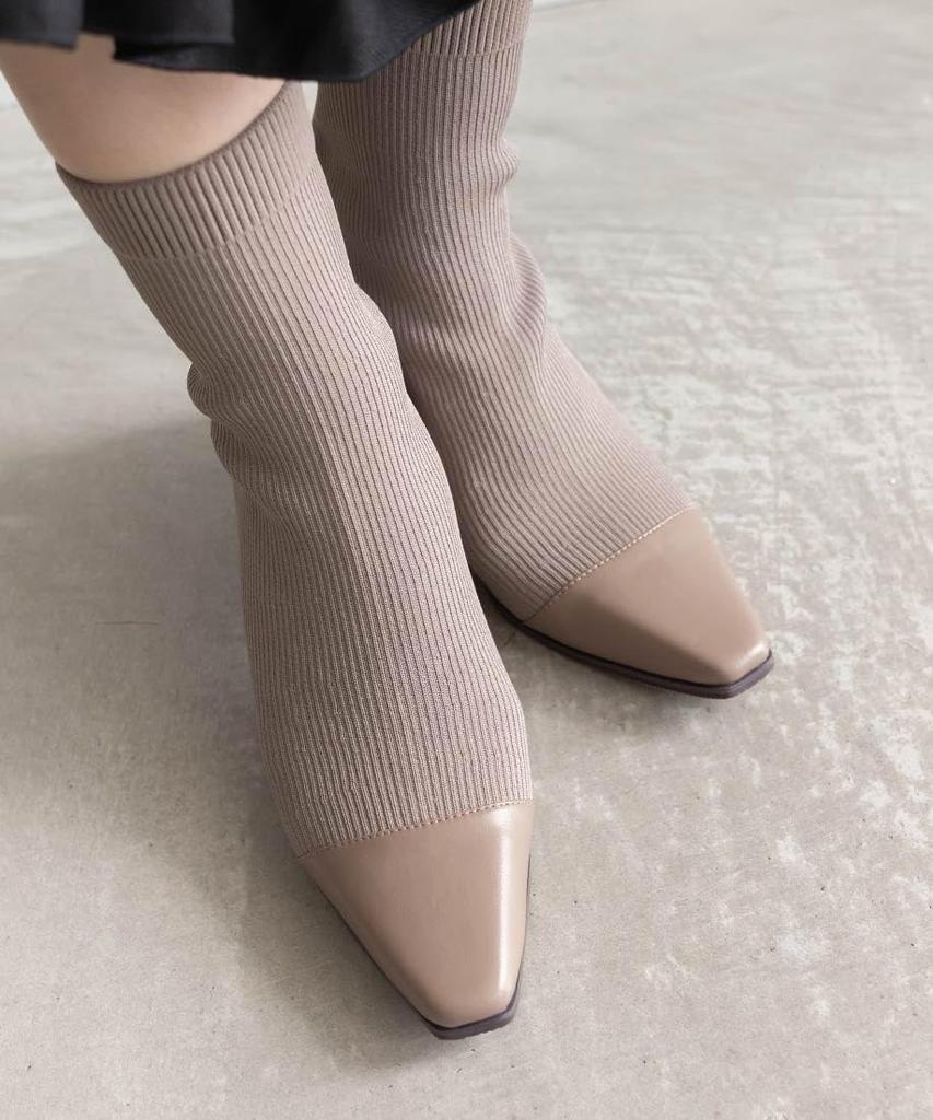 Boots Basic Knit Boots KC34188 Greige [Randa] [SUSTAINABLE]