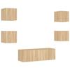 VidaXL Wall-Mounted TV Furniture with LED Lights 5 Pcs, Hanging TV Cabinets, Floating TV Furniture, Modern, Oak 3216862
