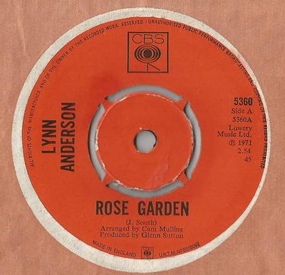 7inch Record LYNN ANDERSON - Rose Garden 5360 CBS 1971 UK Rock Used