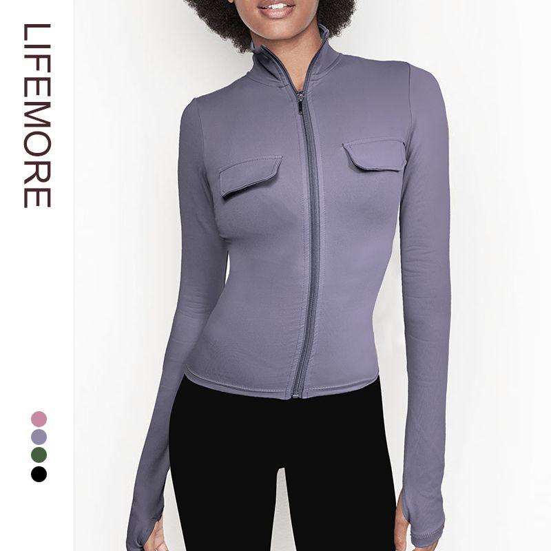 

Женский кардиган для бега и йоги с длинным рукавом облегающего кроя Gray purple L