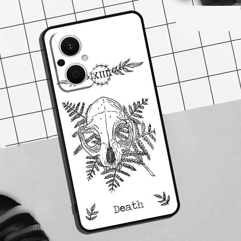 Death Tarot Cat Case For OPPO Reno 13 12 11 F 8T 7 8 10 Pro OPPO Find X8 Pro X6 Pro X3 X5 Lite Cover Coque