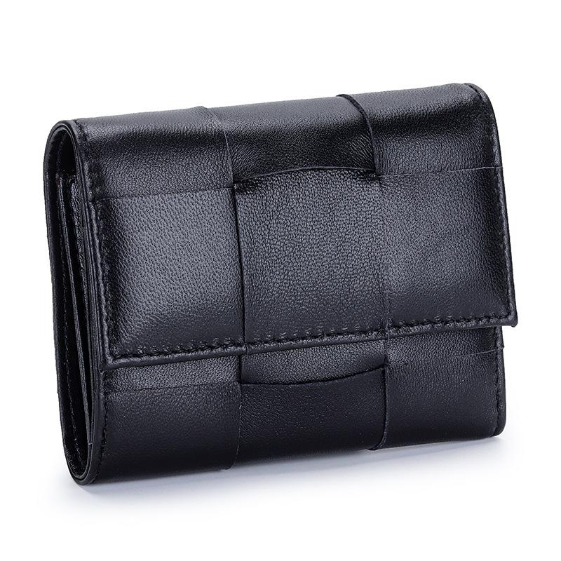 Sheepskin Knitted Three-fold Women's Wallet Fashionable Multifunctional Short Change Purse