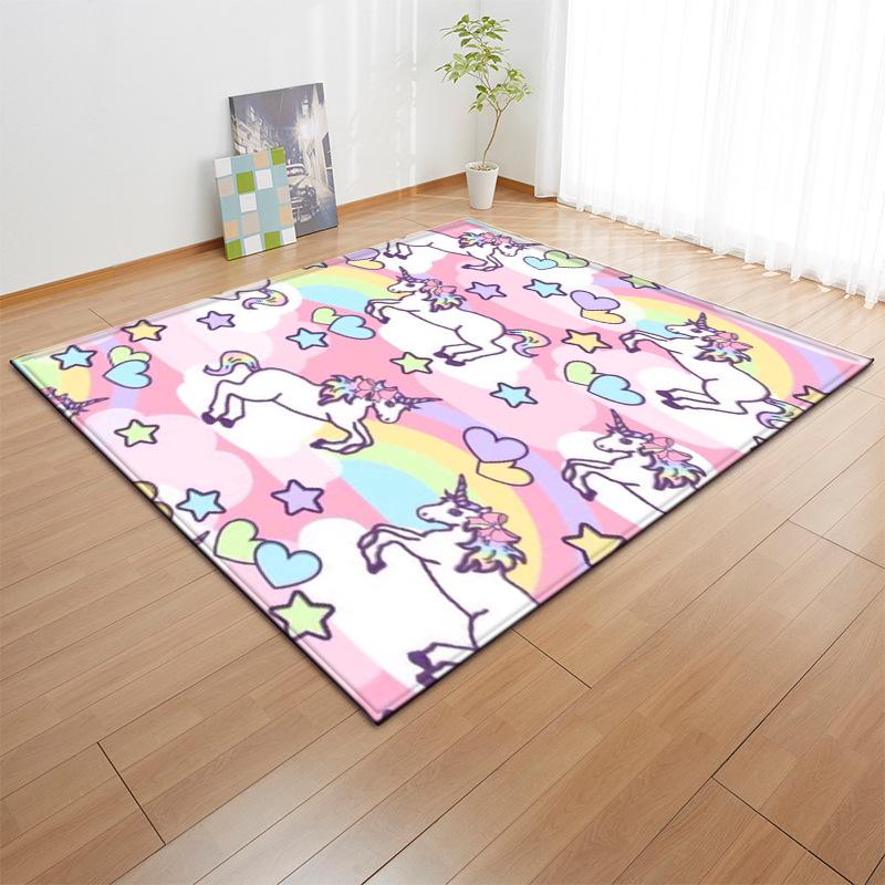 Cartoon Pink Rainbow Unicorn Carpet Soft Girl Room Rugs and Carpets for Home Living Room Cute Kids Bedroom Play Mat Home Decor