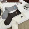 Women's Thickened Pure Cotton Mid-Calf Slouch Socks with Bow Embroidery for Autumn and Winter