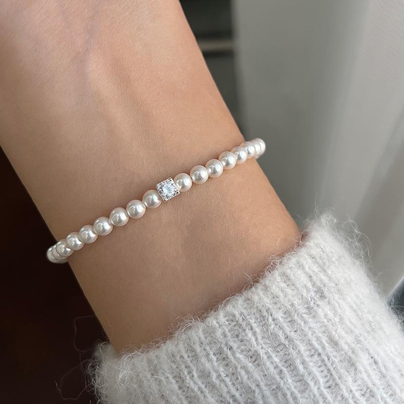 French Retro Pearl Zircon Bracelet Women'S Light Luxury High Sense Exquisite Fashion Temperament Elegant Versatile Bracelet Jewelry
