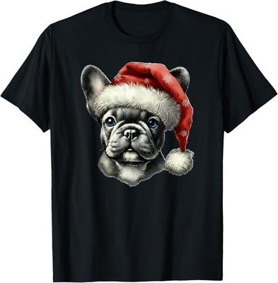 Frenchie Dog with Santa Hat T-Shirt