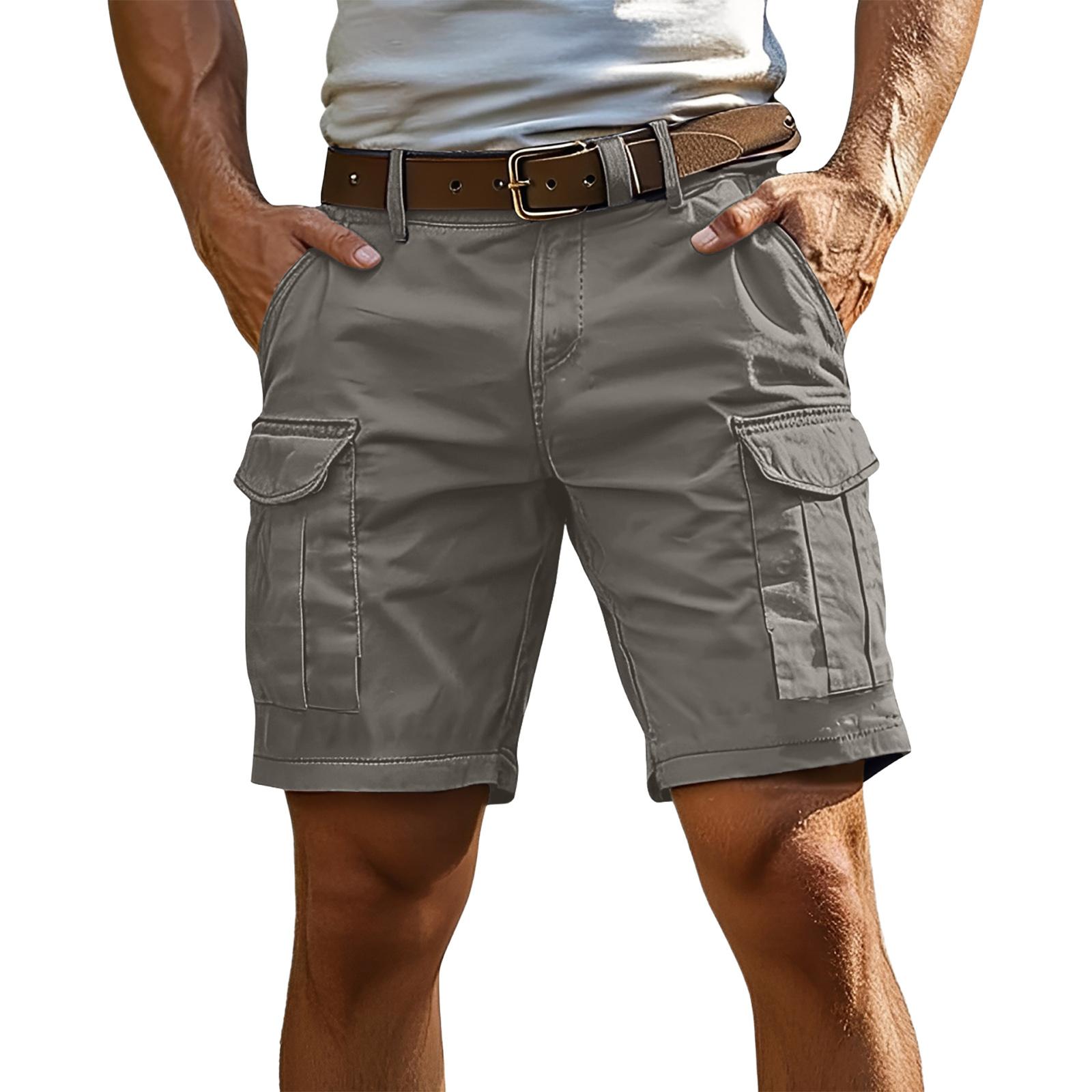 HAPPY  234 Heren Cargo Shorts met Meerdere Zakken Ontspannen Pasvorm Met Riem Taille Casual Outdoor Kleding voor Dagelijkse Activiteiten M