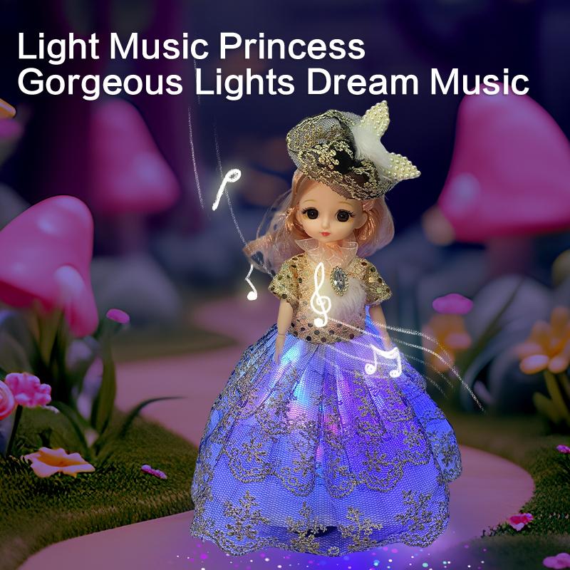 9 Inch Motorized Fashion Princess Doll With Led Lights And Music, Princess Toys For Girls And Kids, Exquisite Birthday Gifts