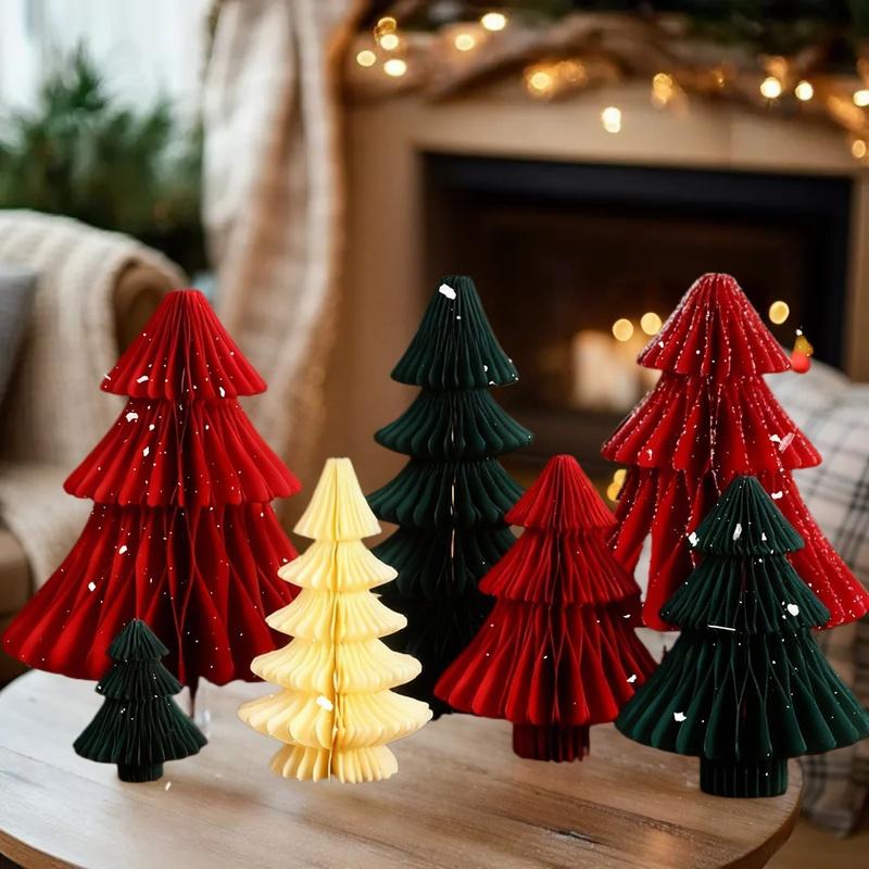 Large Christmas Tree Ornament 3D Honeycomb Ball Folding Paper Xmas Tree Navidad Decoraciones Desktop Hanging Xmas Decor