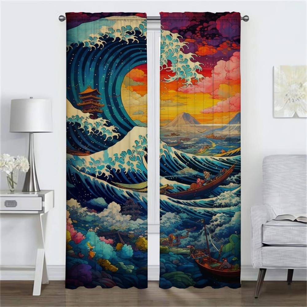 Verdunkelungsvorhang für Zimmer 2 Paneele Wellenraumteiler Moderne Wohnzimmergardinen Tüll für Schlafzimmer Heim-Inneneinrichtung Vorhänge Jalousien