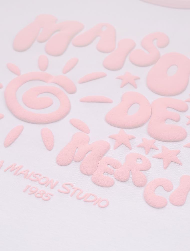 LA MAISON STUDIO Sunstar Ringer Short Sleeve T-Shirt White Pink (Fcg2Ts769W)
