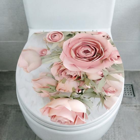 Floral Toilet Seat Wall Sticker Large Rose Flower Toilet Lid Decal