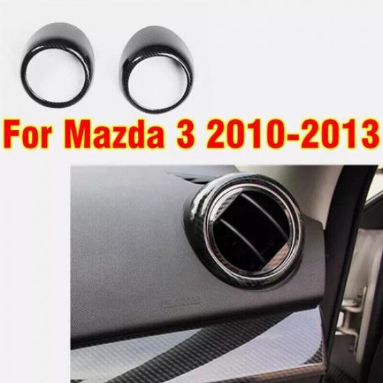 2Pcs ABS Carbon Fiber Style Interior Side Vent Cover Trim For Mazda 3 2010-2013