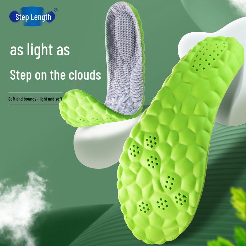 Bu Yun Deodorant Shock-Absorbing Sports Insoles - Sweat-Absorbing, 4D Massage, Soft, Comfortable, and Breathable for Men and Women