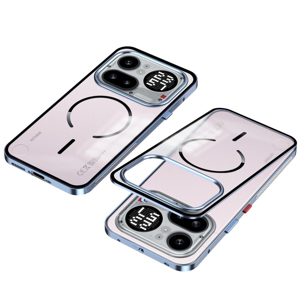 Coque Pour Nothing Phone 4A Pro Phone 4A Alliage d'Aluminium Cadre Métallique Pare-chocs Acrylique Givré Cover de Recharge Sans Fil Magsafe