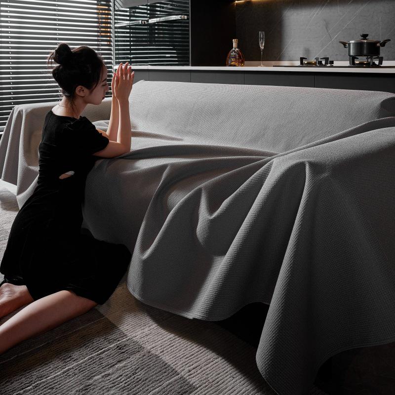 Cream Waffle Solid Sofa Cushion: Universal, Soft, Skin-Friendly, Waterproof & Non-Slip.