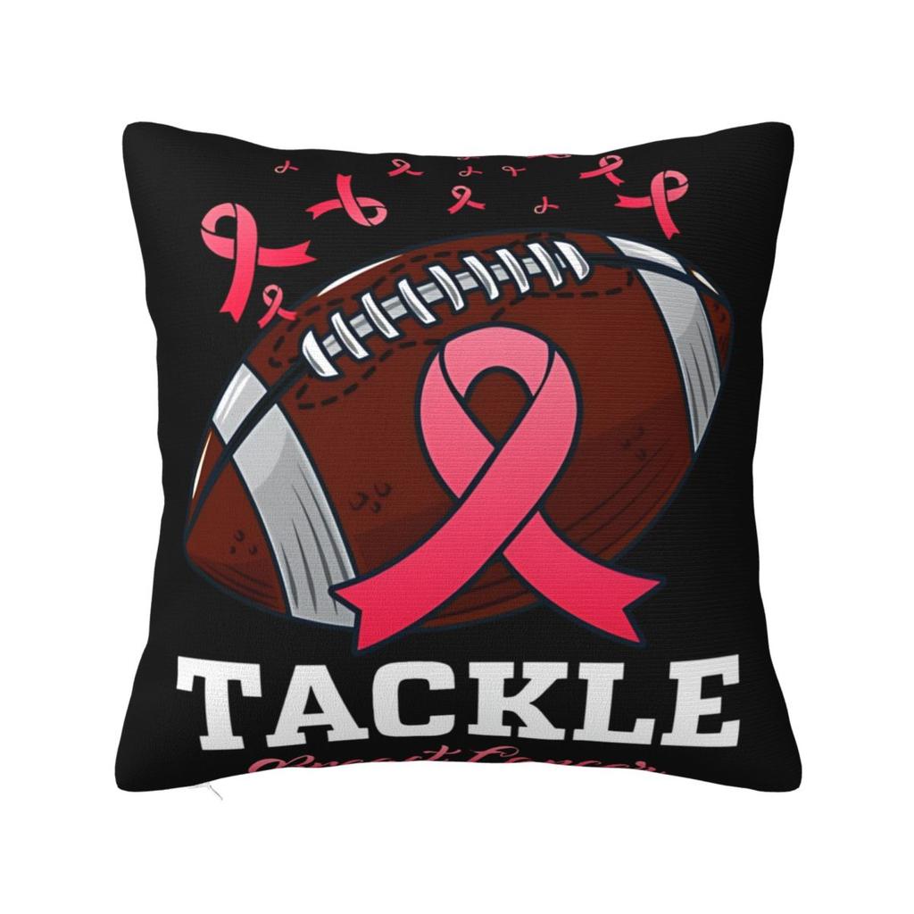 For Breast Cancer Support With Pink Ribbon Pillowcase Polyester Cushion Cover Decor Throw Pillow Case Cover Home Zipper 4040cm