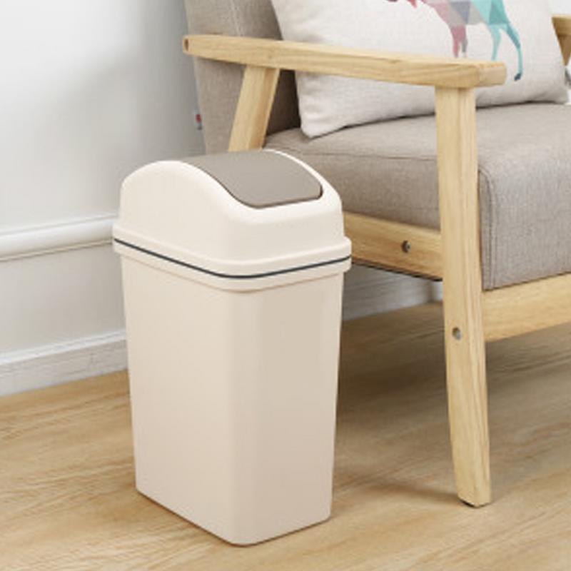 Swing Top Trash Can 10L Creative Trash Bin Tall Garbage Can Thickened Kitchen Waste Basket Leak-Proof Bathroom Garbage Bin