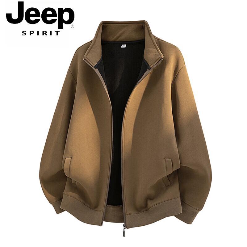 

JEEP SPIRIT Men s Casual Stand Collar Cardigan Sweatshirt L