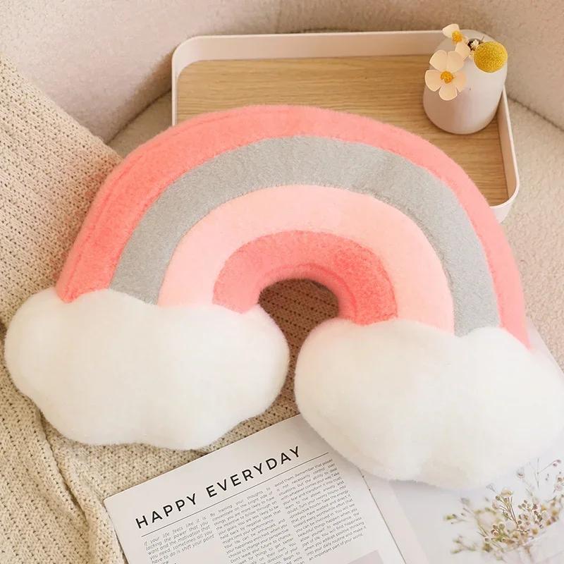 Natural Plush Pillow Stuffed Soft Shooting Star Heart Flower Rainbow Cloud Moon Crown Decor Sofa Chair Cushion Kids Gift