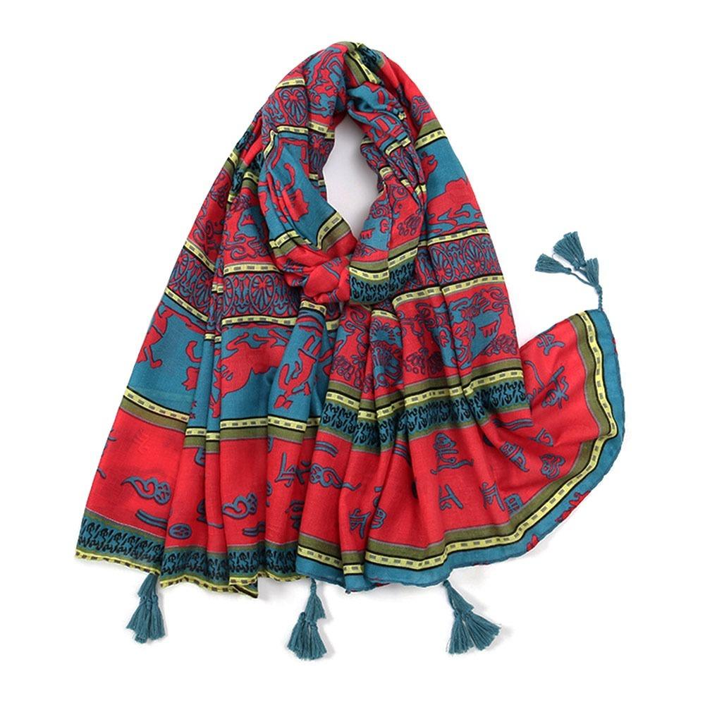 Breathable Tassel Shawl Big Size Ladies Flower Headscarf Fashion Hijab Scarf  For Woman Fashion