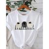 European Size Plus Size Women's Casual Short Sleeve T-Shirt - Cute Sheep & Foliage Print, Breathable Round Neck