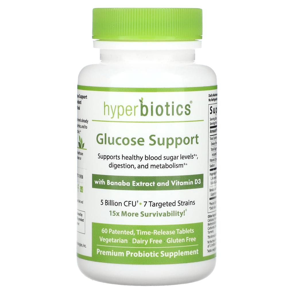 Glucose supplement with Banaba extract and Vitamin D3, 5 billion cfu, patented sustained release 60 tablets