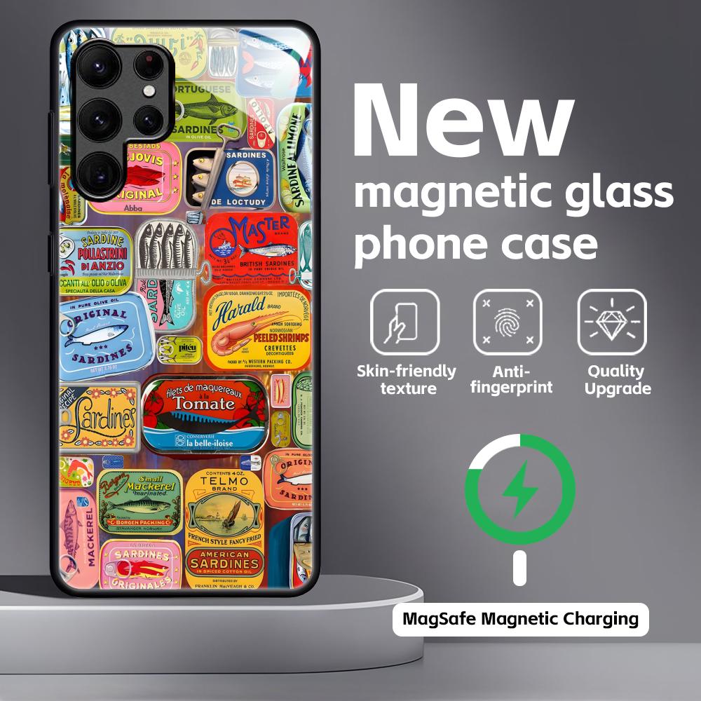 Sardines  Phone Case For Samsung S26 S25 S24 S23 S22 S21 Plus Ultra Note20 Glass Magnetic Case