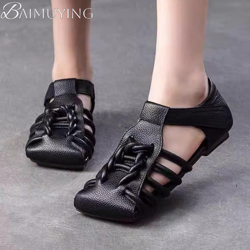 Fashion Women Flat Sandals Square Toe Loafers Sport Shoes Woman 2025 Trend Summer Casual Retro Soft Leather Shallow Designer Zapatillas