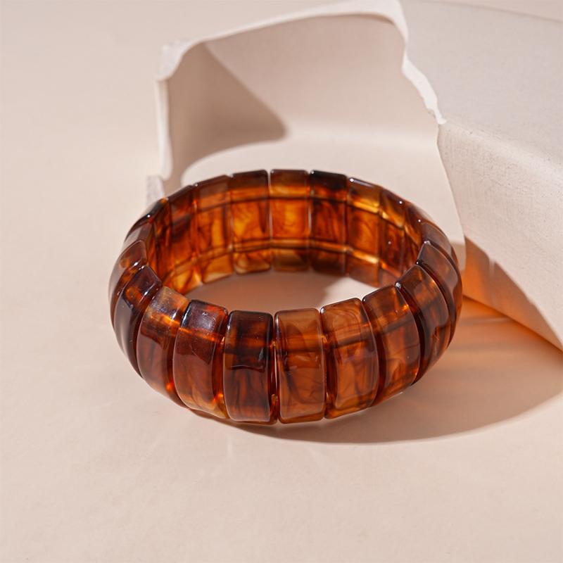 Vintage Acrylic Bamboo Beads Bracelet For Women Multi Color Stretchy Resin Girls Charm Couple Bangles Gift Men Jewelry