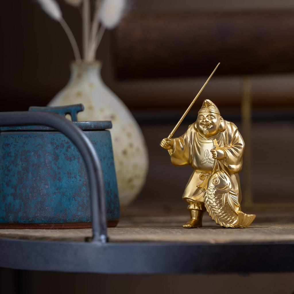 Sieben Glücksgötter Ebisu Buddhist Hideun Makita Original Statue Ornament Takaoka Kupferwaren (Vergoldet/24K Gold) Bildhauer Modell_Buddha