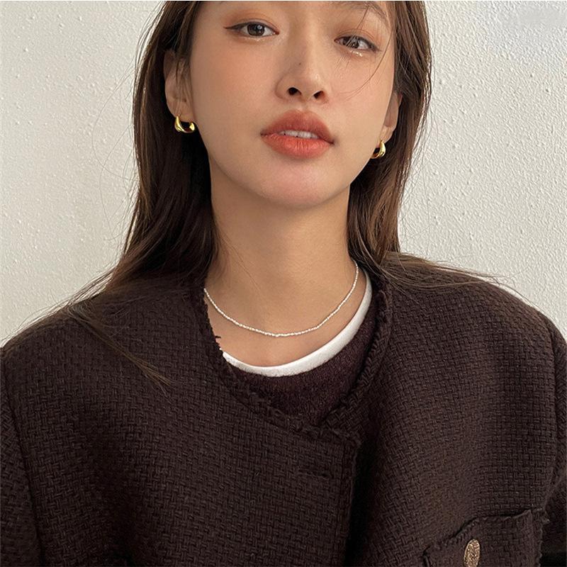 Irregular Geometric Element Ring Ear Buckle, Simple Smooth Earrings, Versatile Earrings With Ear Rings For Women
