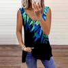Top da Donna Estivo con Stampa di Foglie di Palma Casual Taglie Forti Senza Maniche Zip Scollo a V Canottiera