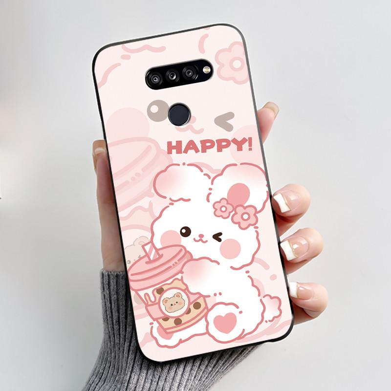 Soft Shockproof Phone Case For LG K50S Bumper Silicone Black Case New Design Viral Pattern Koi Shell Cute Colorful Cover