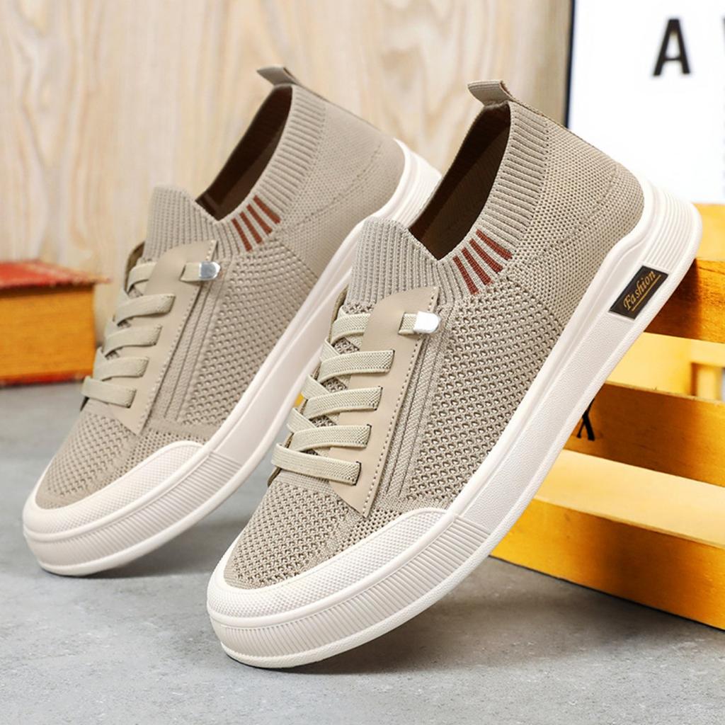 Men's New Fashionable Casual Shoes, Fly Woven Mesh Panel Shoes, One Foot Soft Soled Flat Shoes