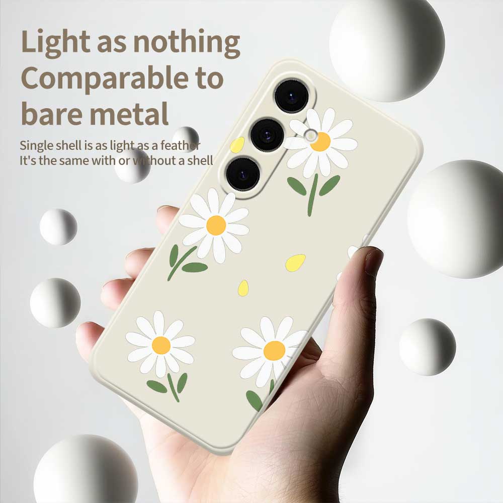 For Samsung Galaxy S25 FE Case Daisy Pattern Printing Straight Edge TPU Phone Back Cover