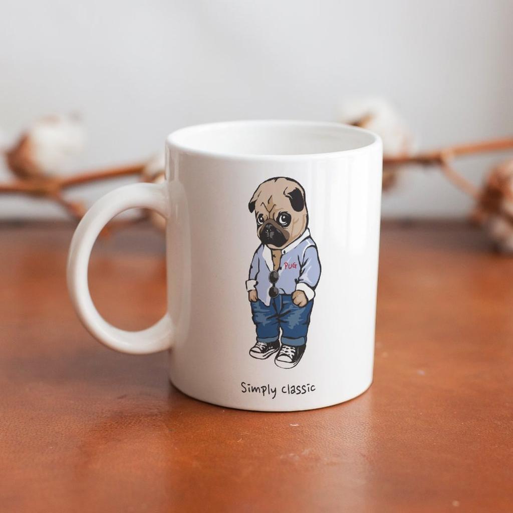 1 Stück 11oz Weiße Keramiktasse Doppelseitig bedruckte Dekoration Langlebige Kaffeetasse für Zuhause Büro Praktisches Geschenk