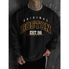 Herren Boston Buchstaben Illustration Rundhals Sweatshirt für Herbst Winter Lässige Streetwear, Ideales Geschenk.