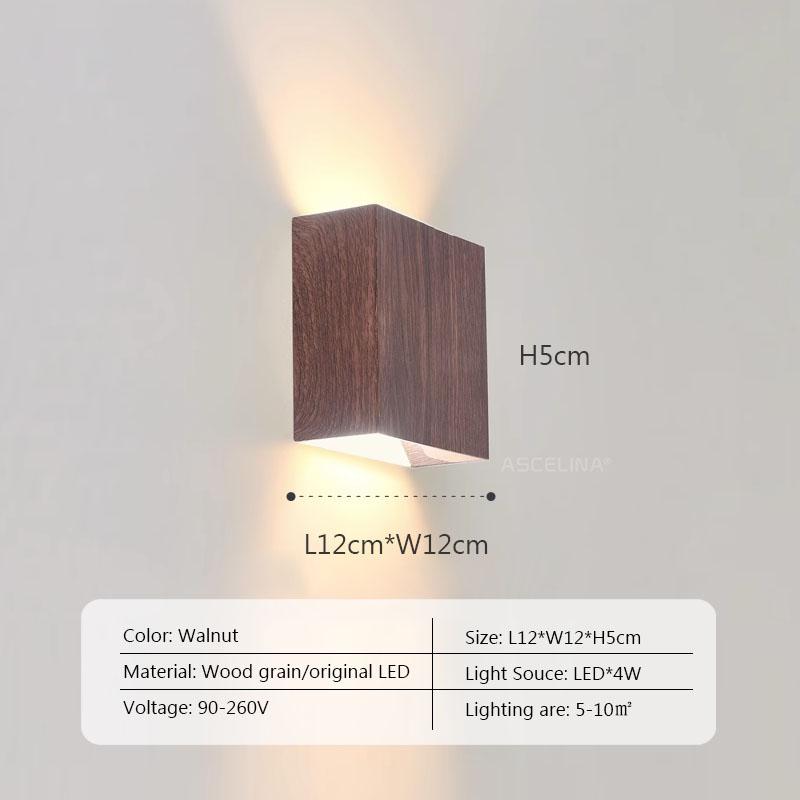 Nordic Wall Lamp Led Up Down Warm Light For Living Room Bedroom Aisle Wall Decor Wood/Walnut Corridor Sconce Decorative Fixture