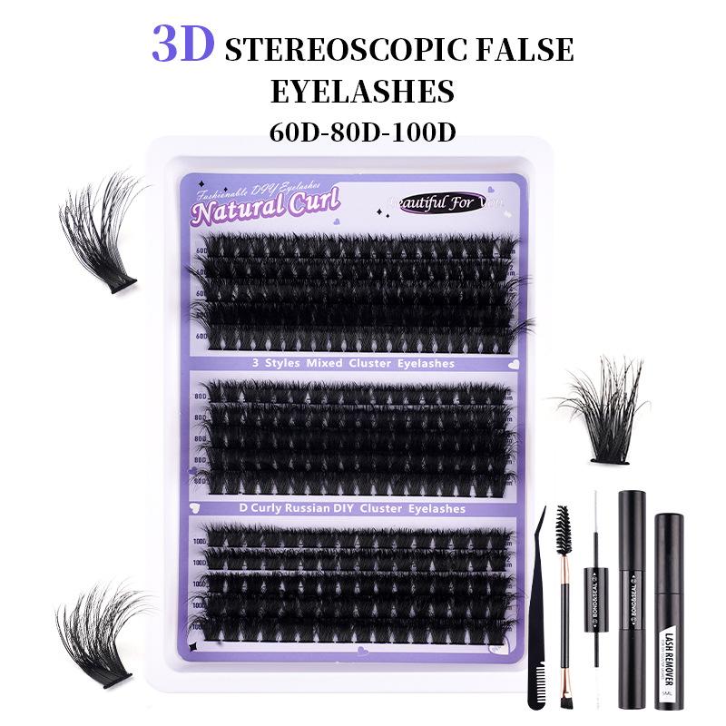 230-300 Clusters Voluminous D-Curve Segment False Eyelashes DIY Kit