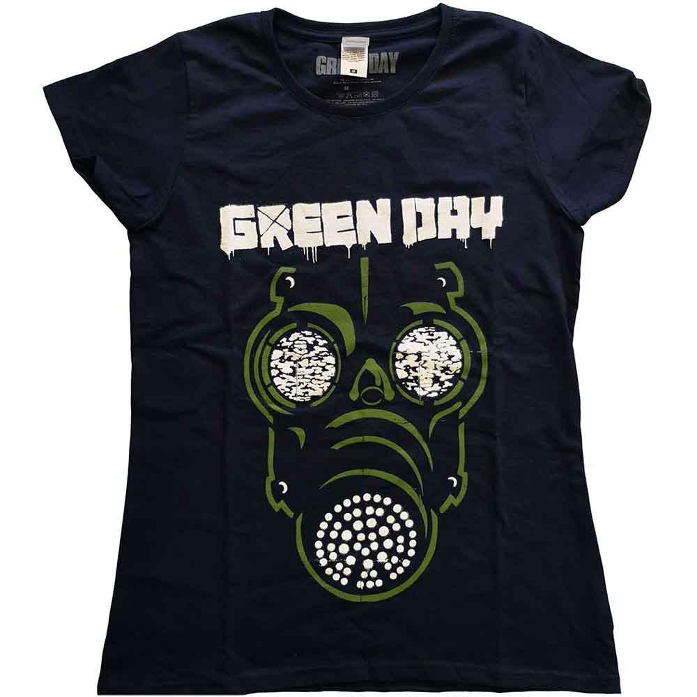 Green Day T Shirt Green Mask Band Logo Unisexs Skinny Fit Navy Blue Xl S