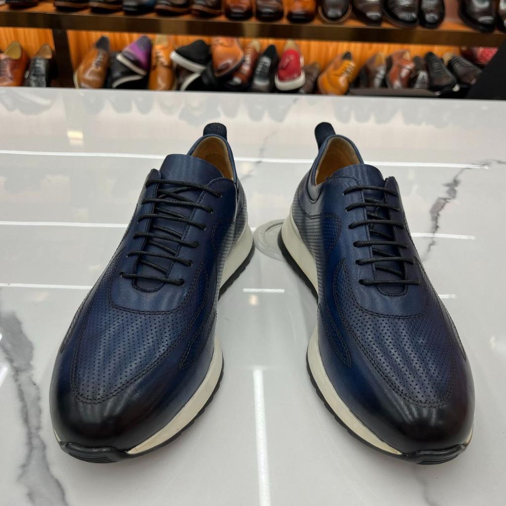 Men'S Shoes Breathable Casual Sports Shoes Men'S Trend Men'S Leather Shoes First Layer Cowhide Embossed Platform Leather Shoes Men