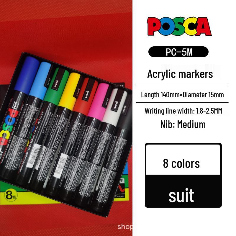 Mitsubishi POSCA PC-5M Wasserbasierter Poster- & Graffiti-Stift, Mittlere Spitze (1,8-2,5 mm), 17 Farben