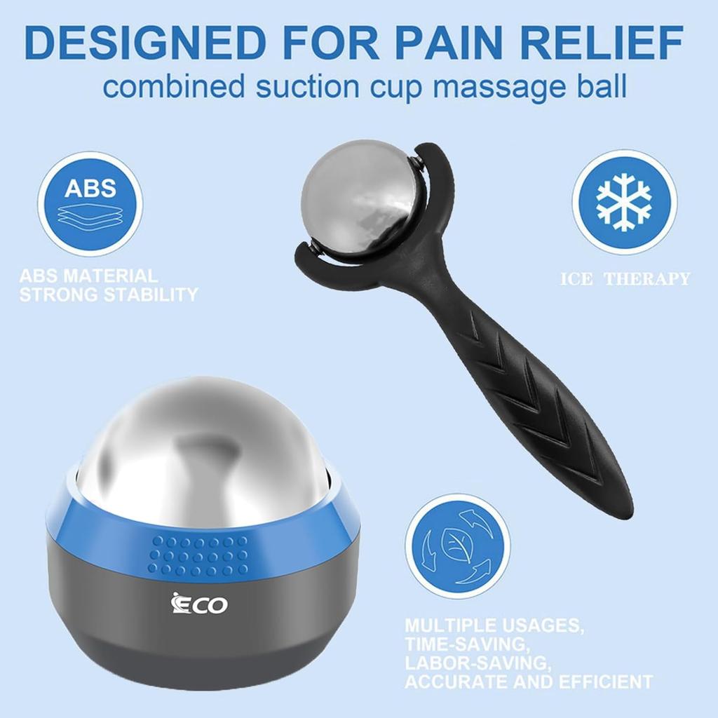 iECO Cryosphere Cold Massage Roller Ball – Ice Cold and Hot for Deep Tissue and Sore Muscle Relief of Stiffness and Stress, Body, Neck, Back, Foot,