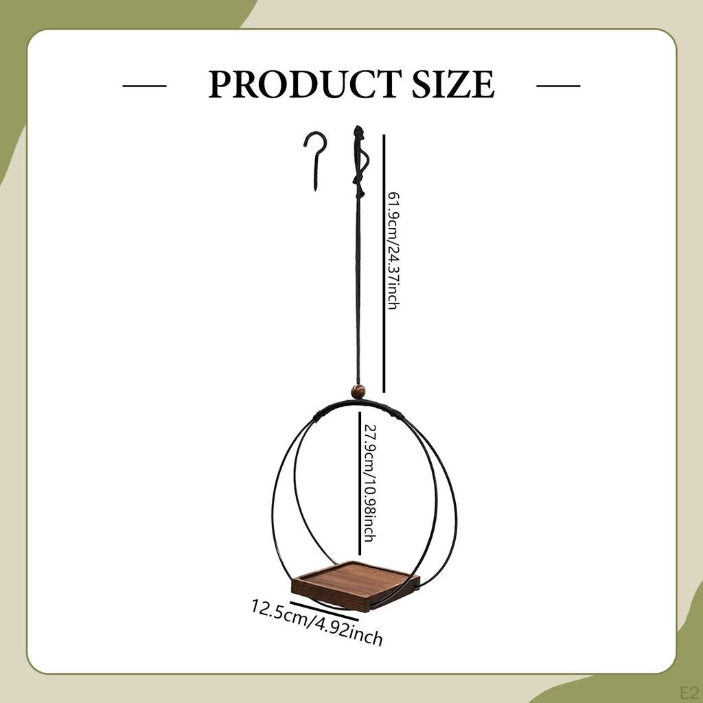 Ceiling Plant Hanger with Wood Tray Modern Hanging Planter Holder Home Decor Wall for