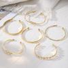 6pcs/Set Double Heart Love Letter Flower Open Bangle For Women, Daily Wear & Party Gift, Gold Color