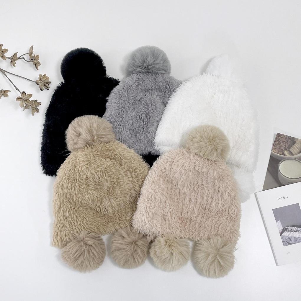 Women's and Men's Daily Fur Knit Pom Pom Beanie Hat
