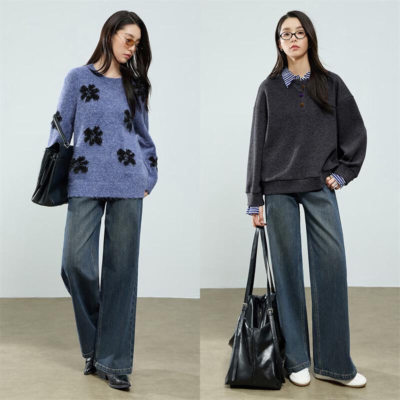 Chuyu Women's Vintage Washed Wide-Leg Jeans